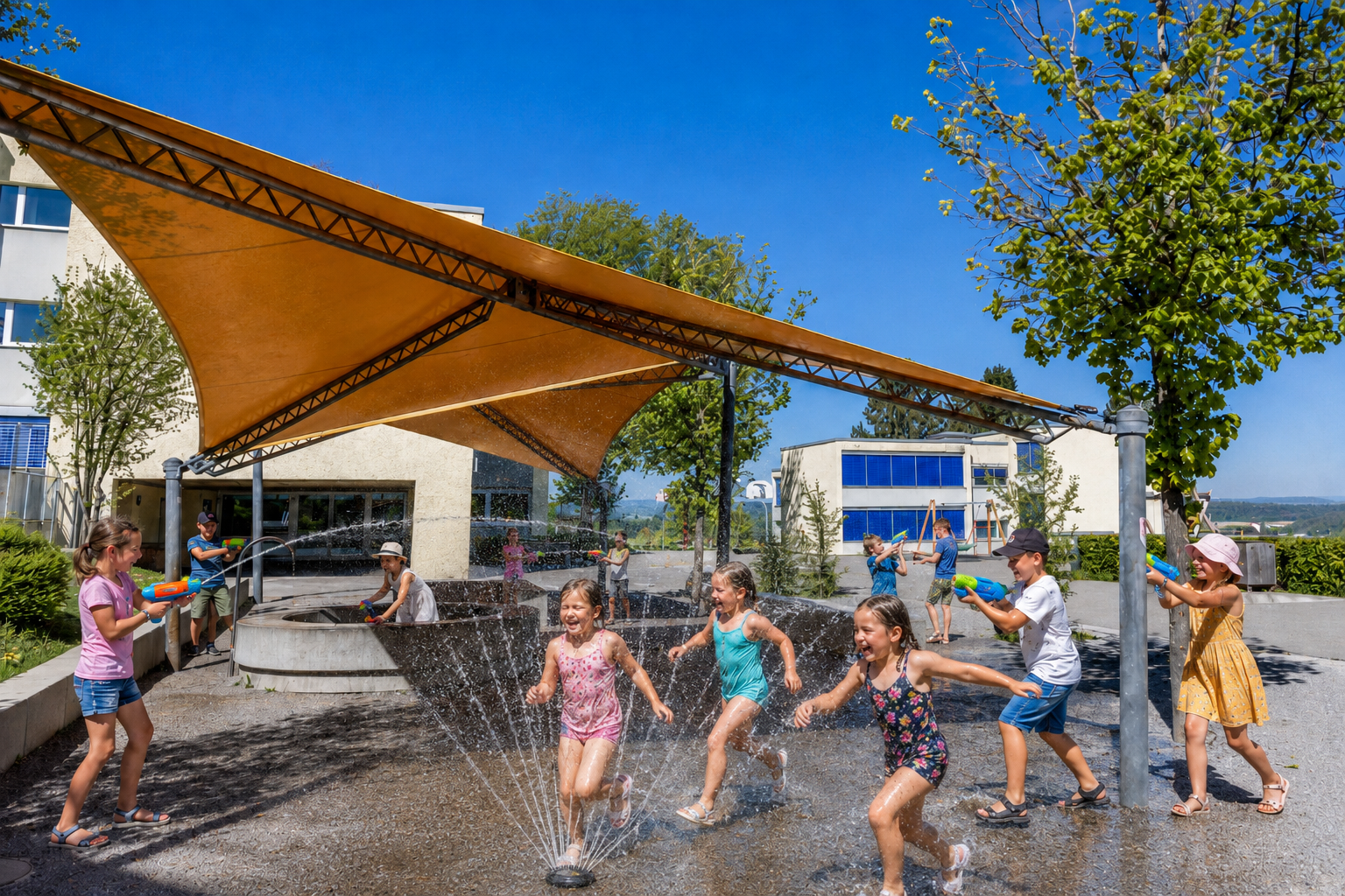 Hitzetage. Spielende Kinder